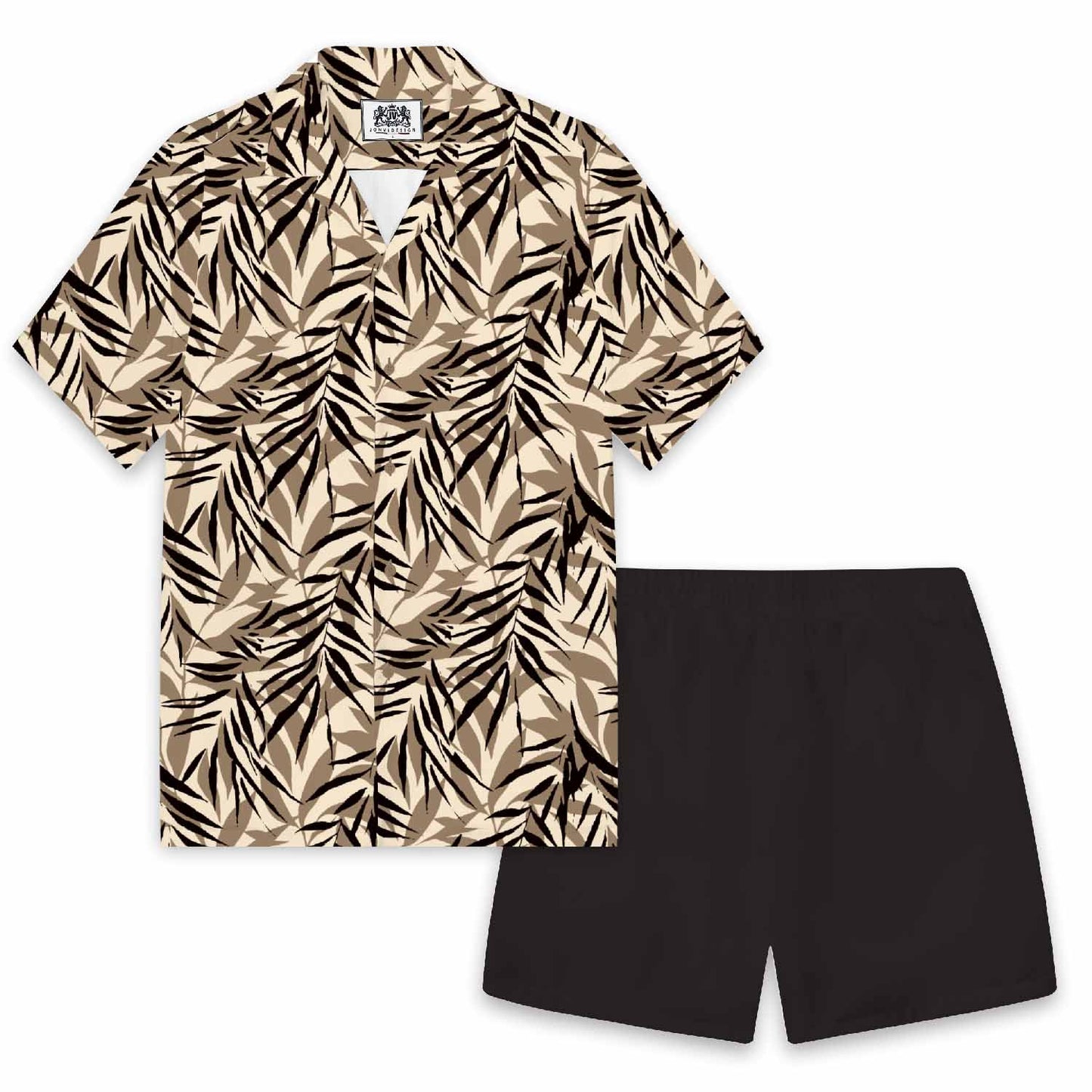 Jungle Plants Leaves Elastic Waistband Summer Casual Shorts