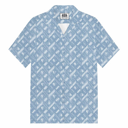 Blue Printed Camp Collar Resort Shirt