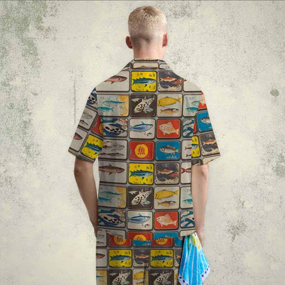 Summer Retro Fish Series Camp Collar Short-Sleeved Shirt