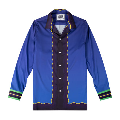 Halloween Haunted House Car Long Sleeve Camp Collar Shirt