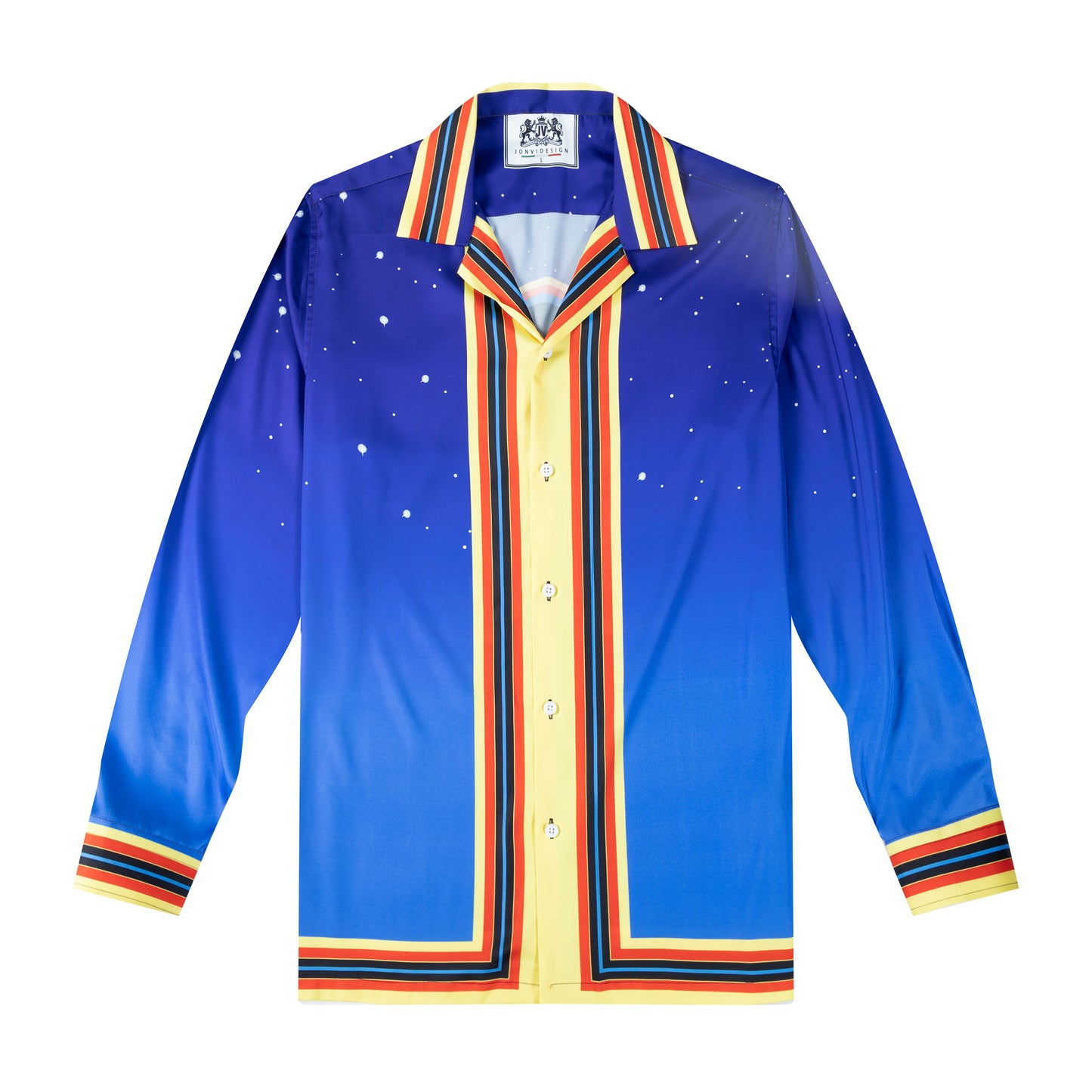 Halloween Retro Graphic Long Sleeve Camp Collar Shirt