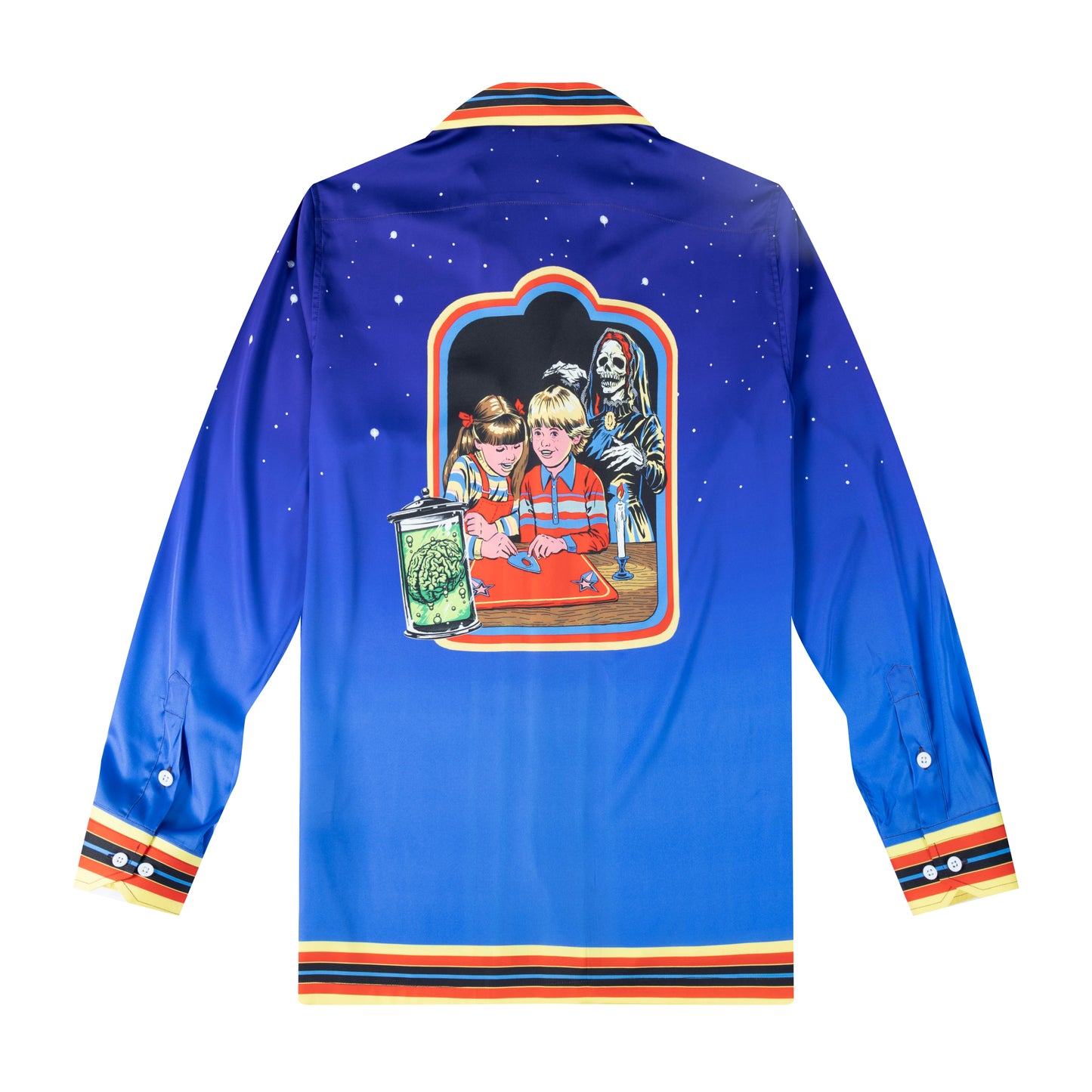 Halloween Retro Graphic Long Sleeve Camp Collar Shirt