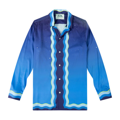 Halloween Mad Scientist Brain Jar Long Sleeve Camp Collar Shirt