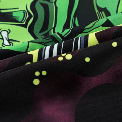Halloween Frankenstein Graphic Long Sleeve Camp Collar Shirt