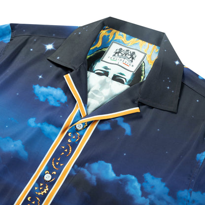 Fear Halloween Trick Or Treat Villain Gang Long Sleeve Camp Collar Shirt