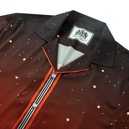 Halloween Haunted Castle Long Sleeve Camp Collar Shirt