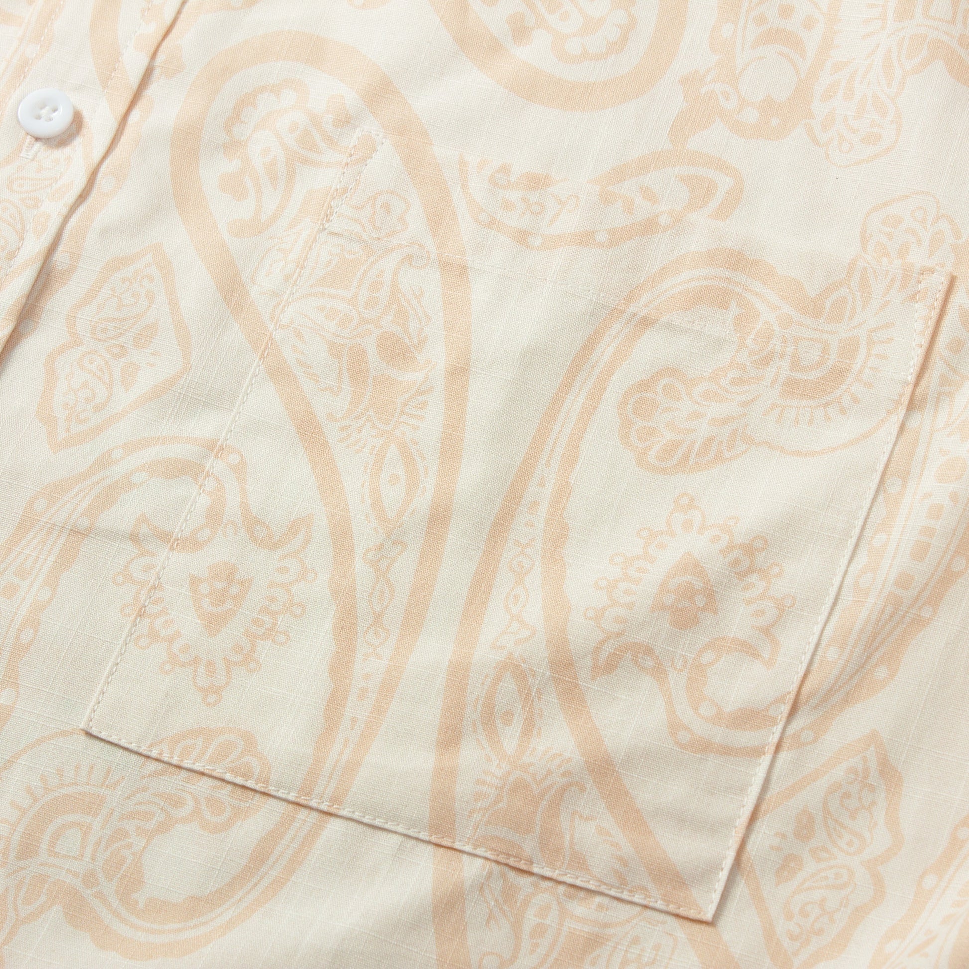 Beige Paisley Pattern Short Sleeve Dress Shirt for Men Jonvidesign