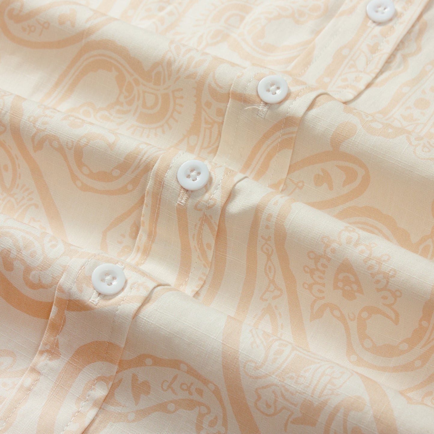 Beige Paisley Pattern Short Sleeve Dress Shirt for Men Jonvidesign