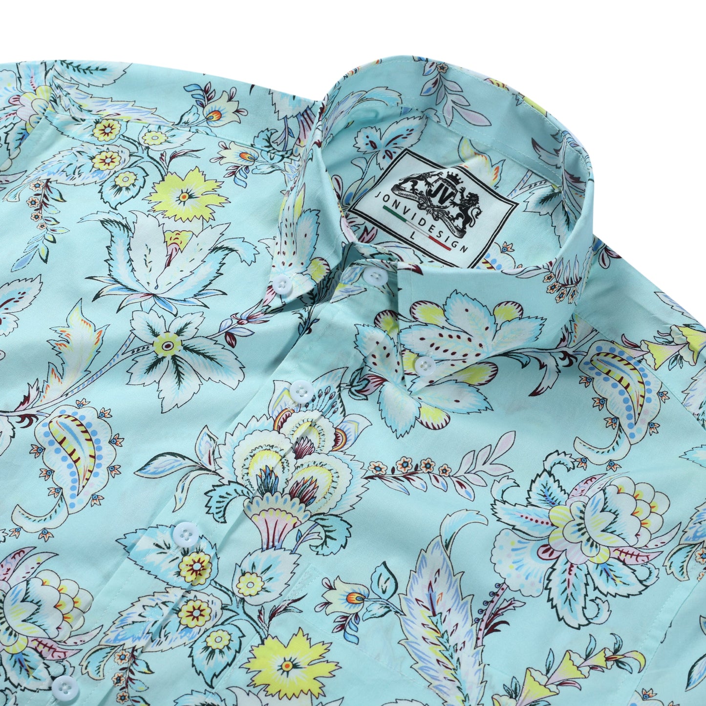 Blue Floral Button Down Shirt Jonvidesign