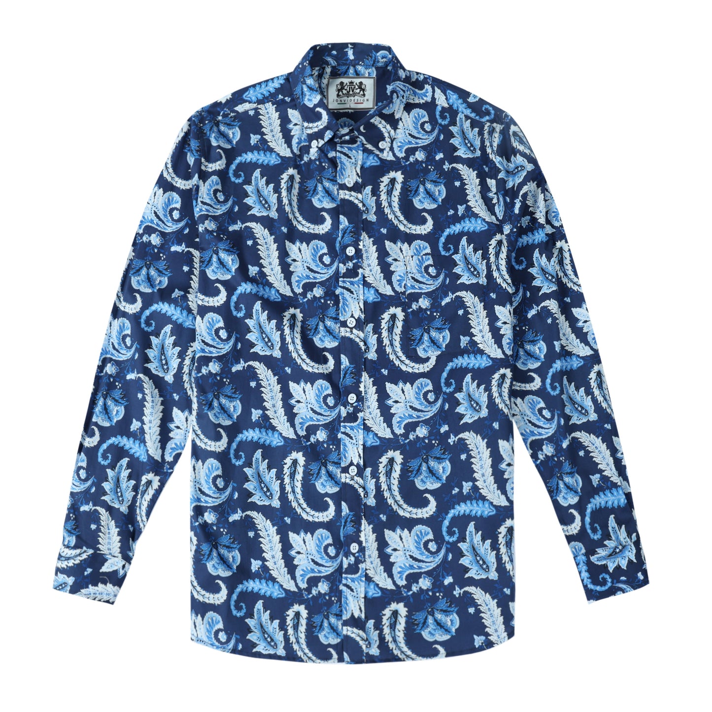 Blue Paisley Long Sleeve Shirt Jonvidesign