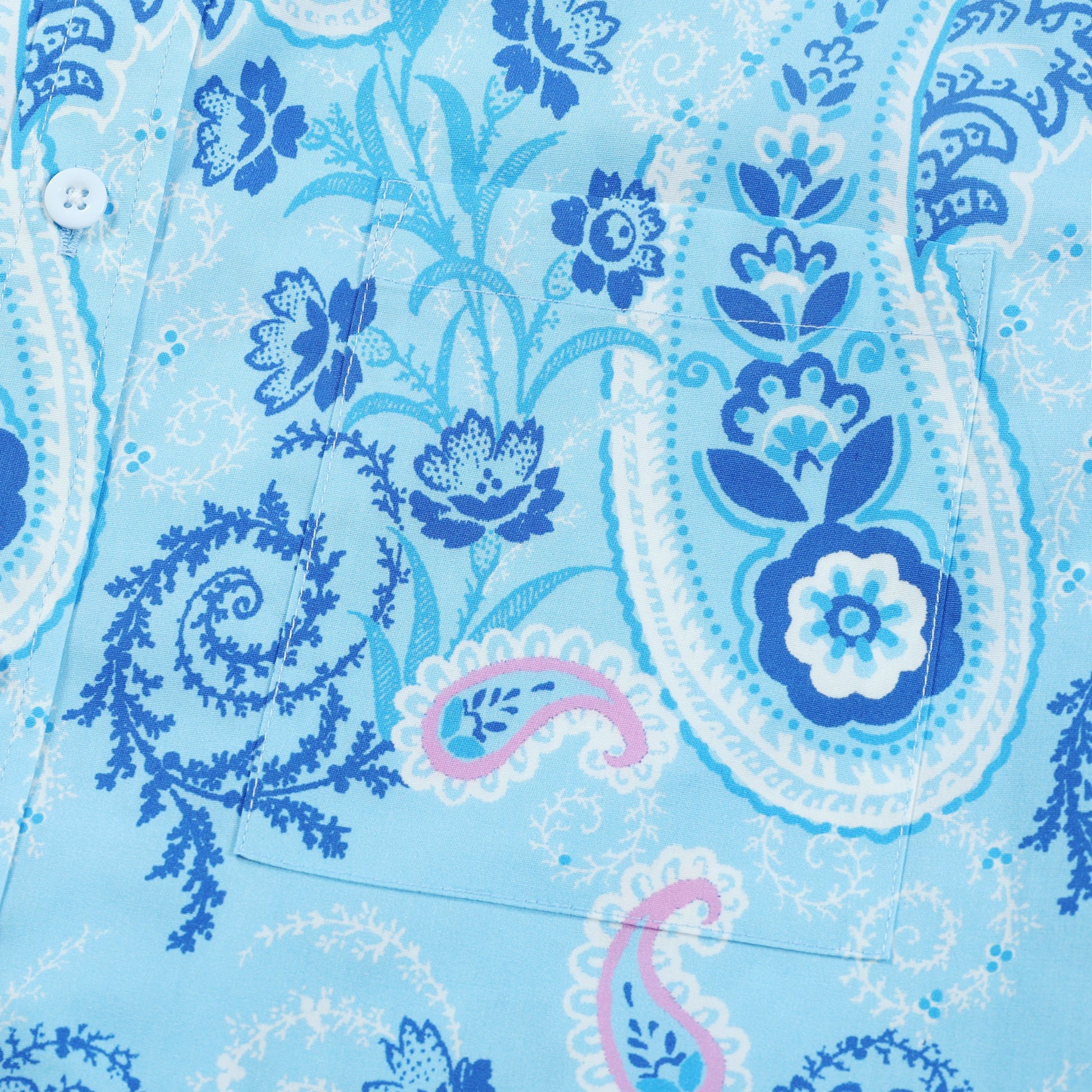 Blue Paisley Print Button Down Long Sleeve Casual Shirt Jonvidesign