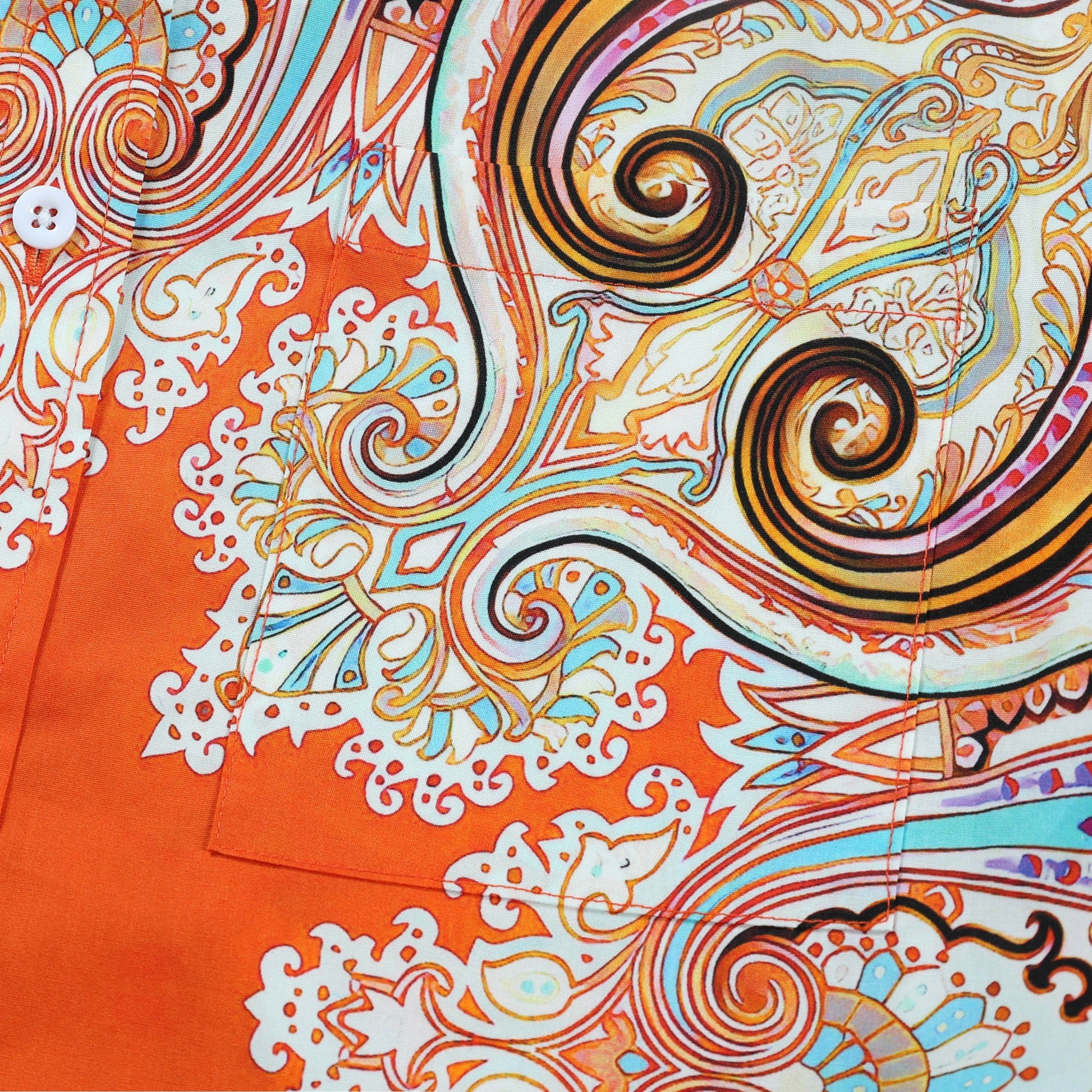 Boho Paisley Pattern Long Sleeve Button Down Casual Shirt Jonvidesign