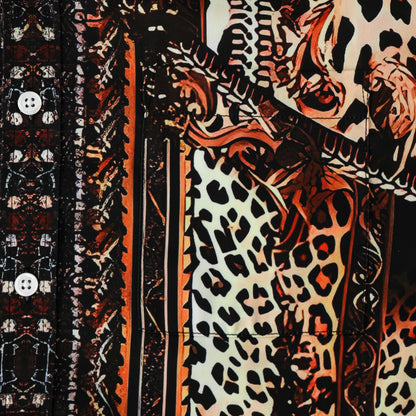 Leopard Print Silk Fiber Short Sleeve Shirt
