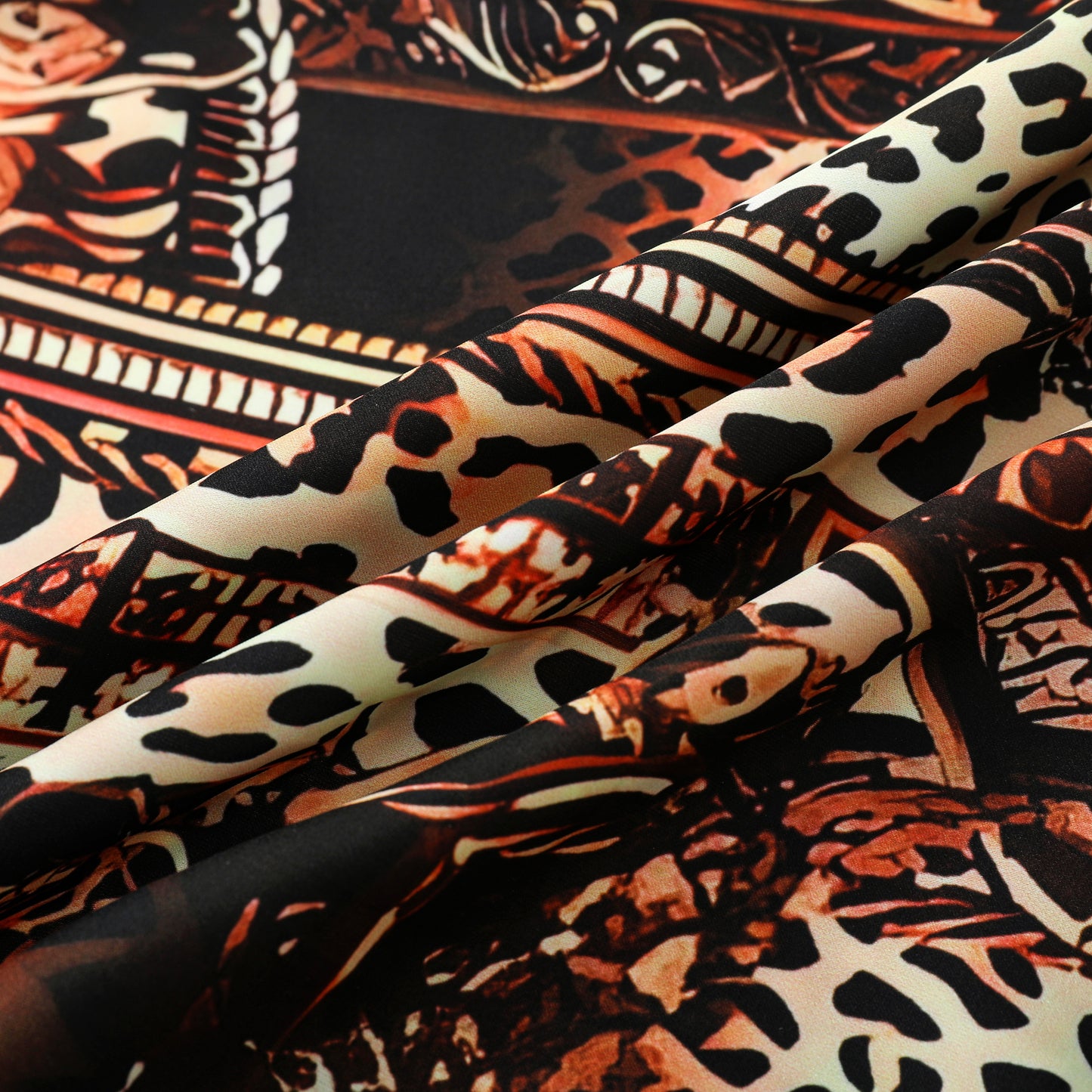 Leopard Print Silk Fiber Short Sleeve Shirt