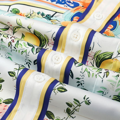 Resort Lemon Arch Door Silk Fiber Short Sleeve Shirt