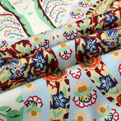 Tropical Floral Pattern Print Short Sleeve Camp Collar Shirt