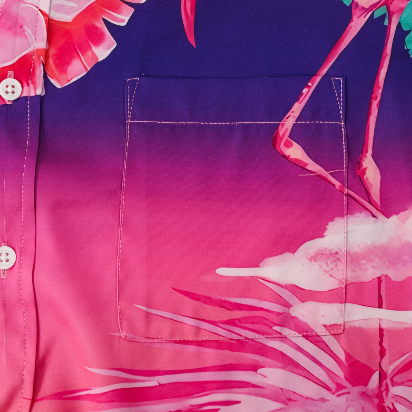 Tropical Flamingo Silk Fiber Short Sleeve Casual Shirt