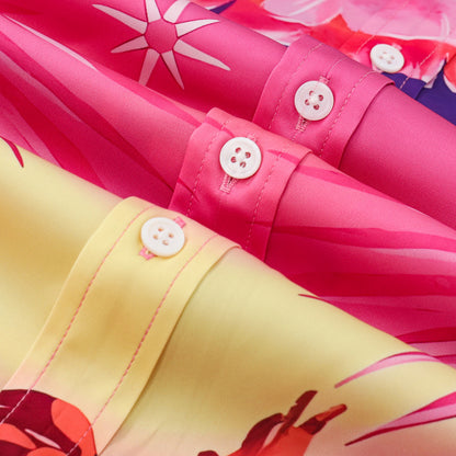 Tropical Flamingo Silk Fiber Short Sleeve Casual Shirt