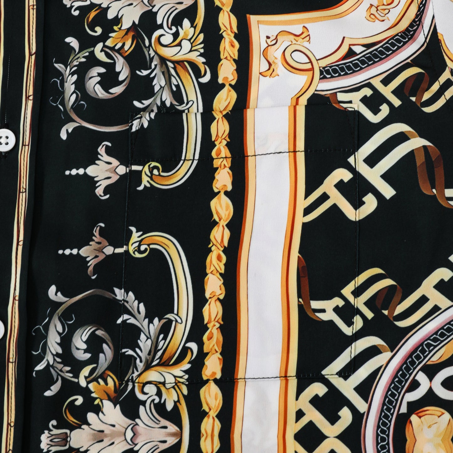 Golden Baroque Silk Fiber Short Sleeve Shirt