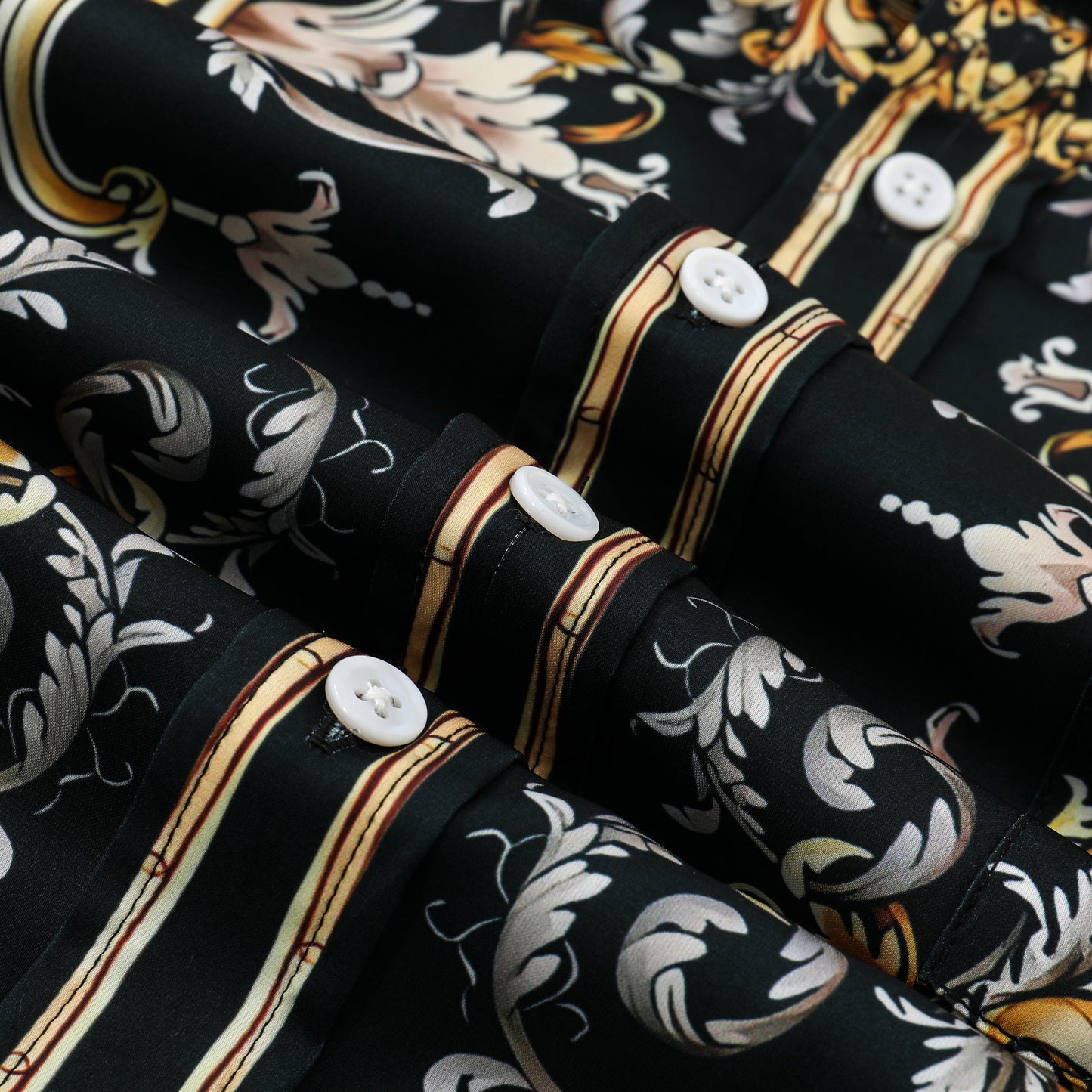 Golden Baroque Silk Fiber Short Sleeve Shirt