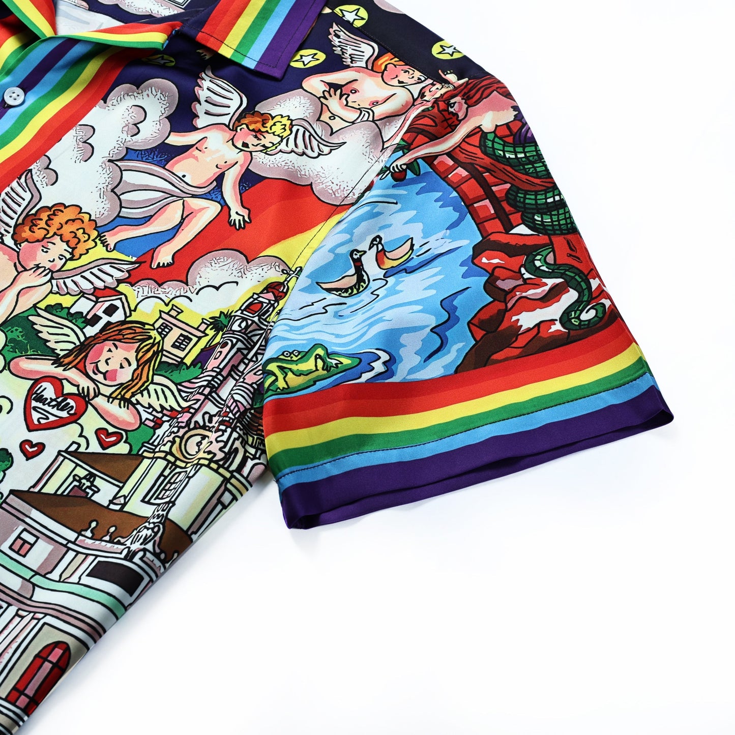 Castle Myth Pattern Short Sleeve Camp Collar Shirt Jonvidesign