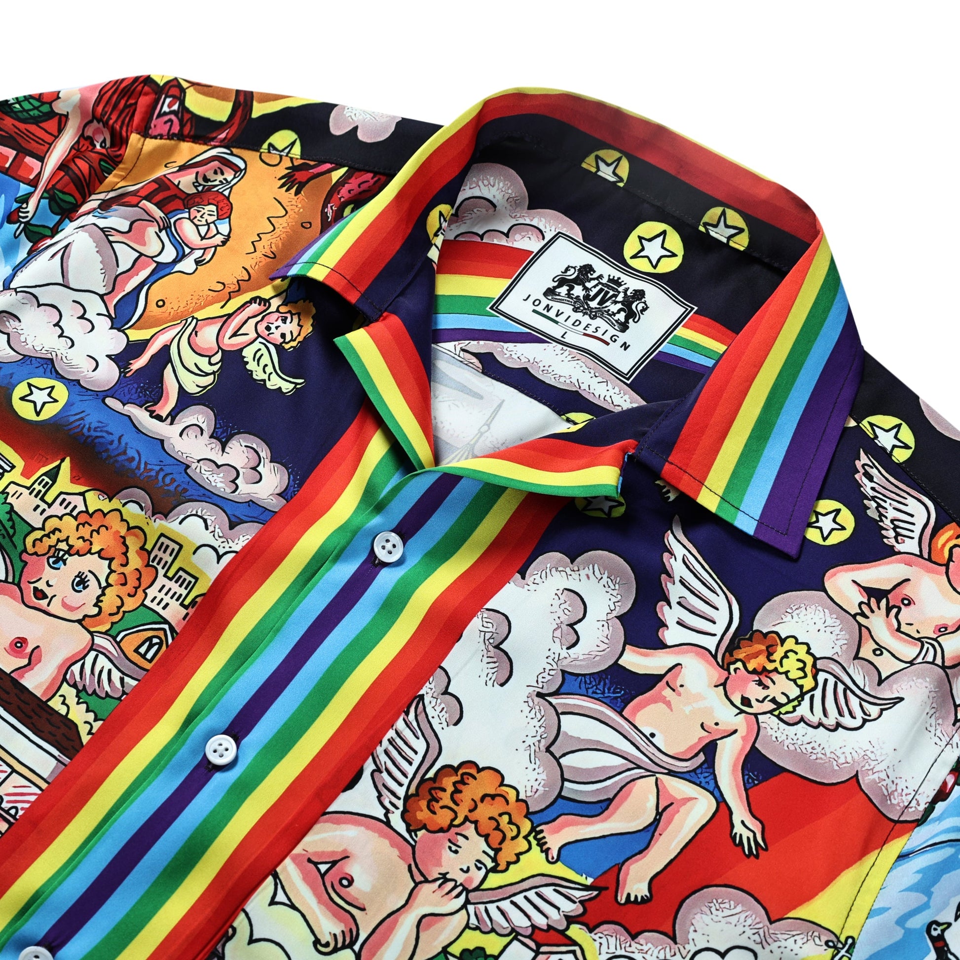 Castle Myth Pattern Short Sleeve Camp Collar Shirt Jonvidesign