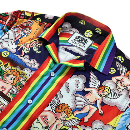Castle Myth Pattern Short Sleeve Camp Collar Shirt Jonvidesign