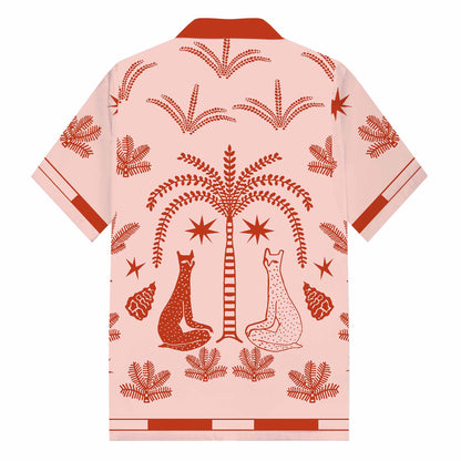 Pink Casual Camp Collar Short Sleeve Shirt