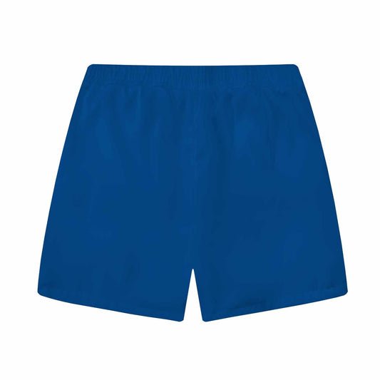 Sardine Pattern Blue And White Check Elastic Waistband Summer Casual Shorts