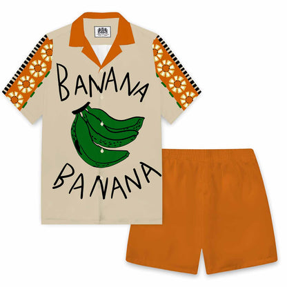 Creative Banana Pattern Elastic Waistband Summer Casual Shorts