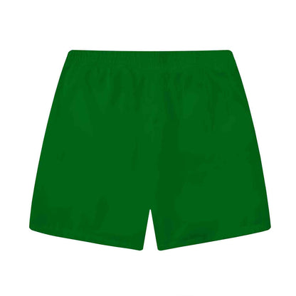Green Vertical Stripes Elastic Waistband Summer Casual Shorts