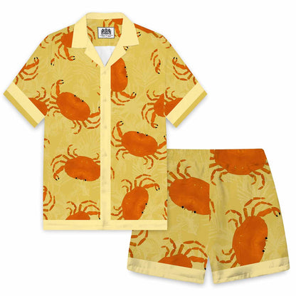 Beach Style Crab Pattern Elastic Waistband Summer Casual Shorts