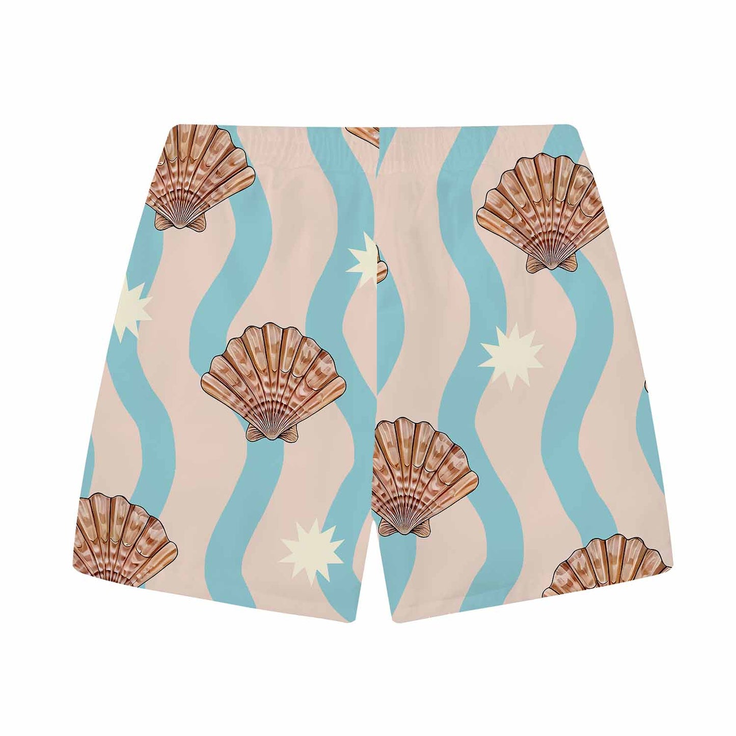 Beach Shell Print Elastic Waistband Summer Casual Shorts
