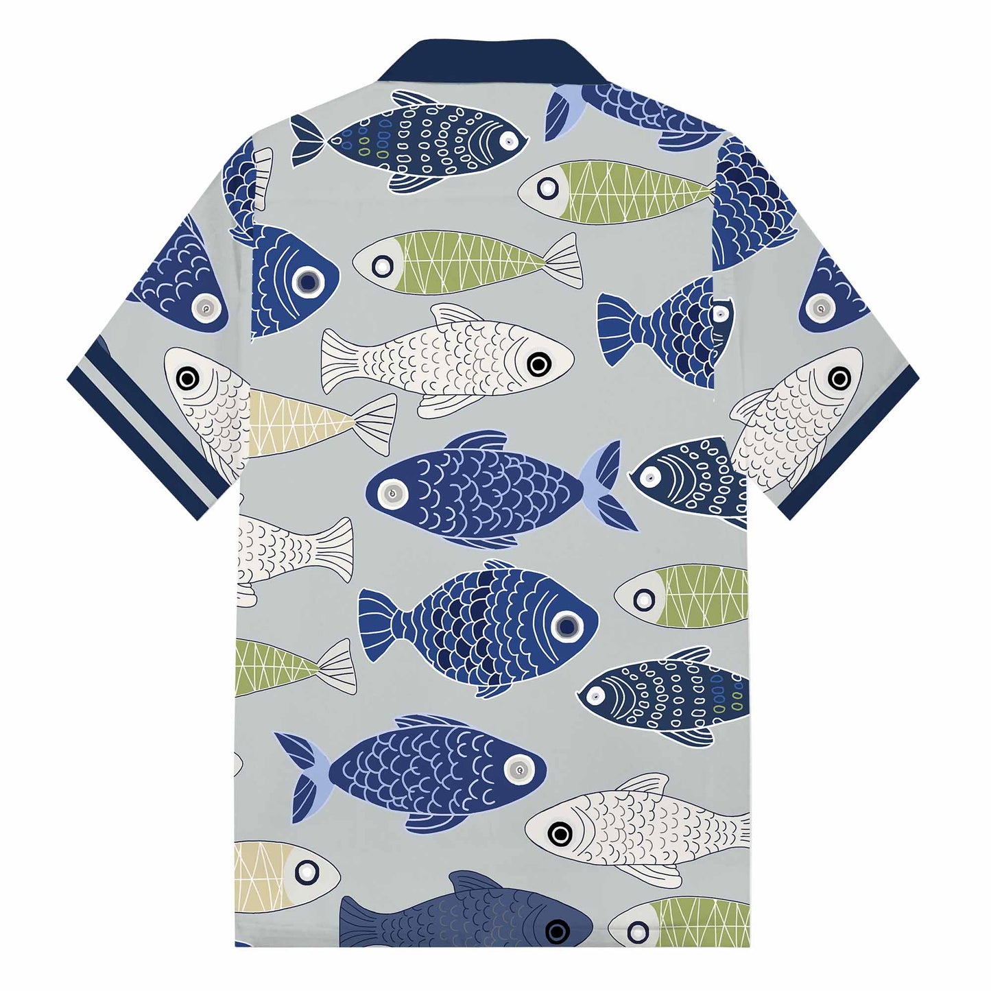 Hawaiian Fish Pattern Camp Collar Short Sleeve Shirt