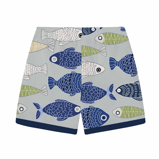 Hawaiian Fish Pattern Elastic Waistband Summer Casual Shorts