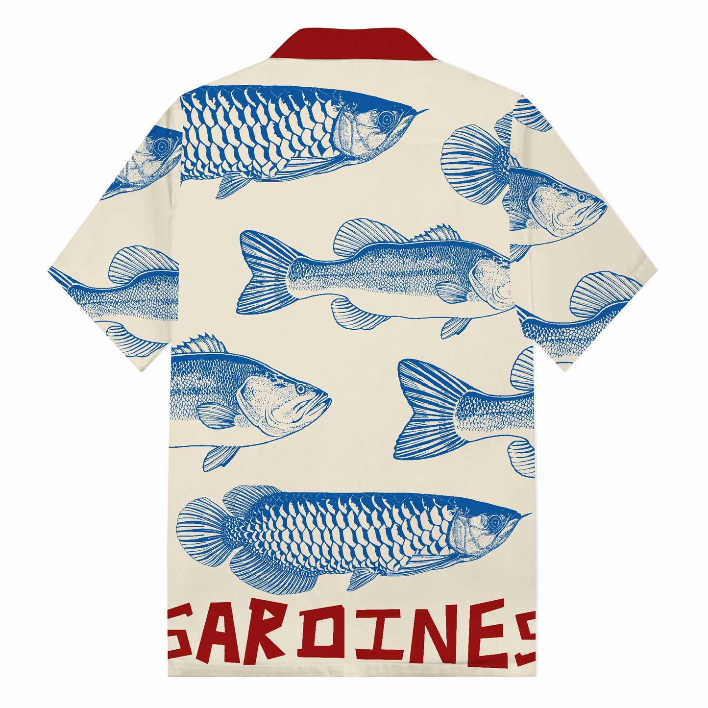Resort Wear Marine Fish Print Camp Collar Short Sleeve Shirt