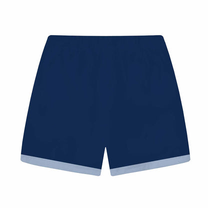 Dark Blue Fun Fish Print Elastic Waistband Summer Casual Shorts