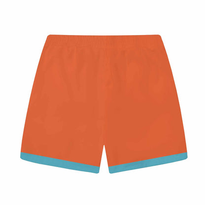 Fish Blowing Bubbles Orange Elastic Waistband Summer Casual Shorts