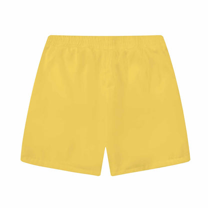 Yellow Rooster Head Pattern Elastic Waistband Summer Casual Shorts