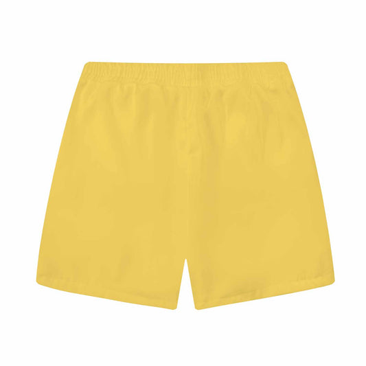Yellow Rooster Head Pattern Elastic Waistband Summer Casual Shorts
