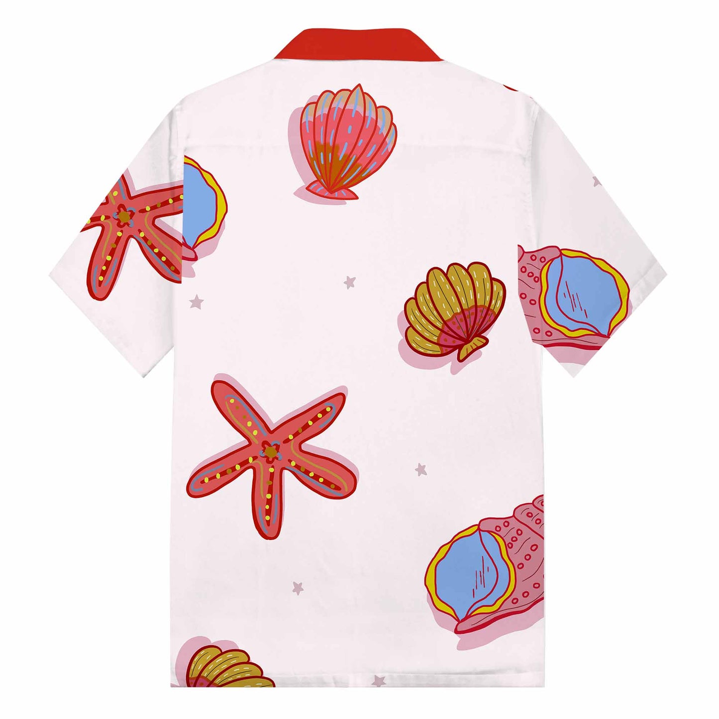 Summer Beach Theme Shell And Conch Print Camp Collar Short Sleeve Shirt