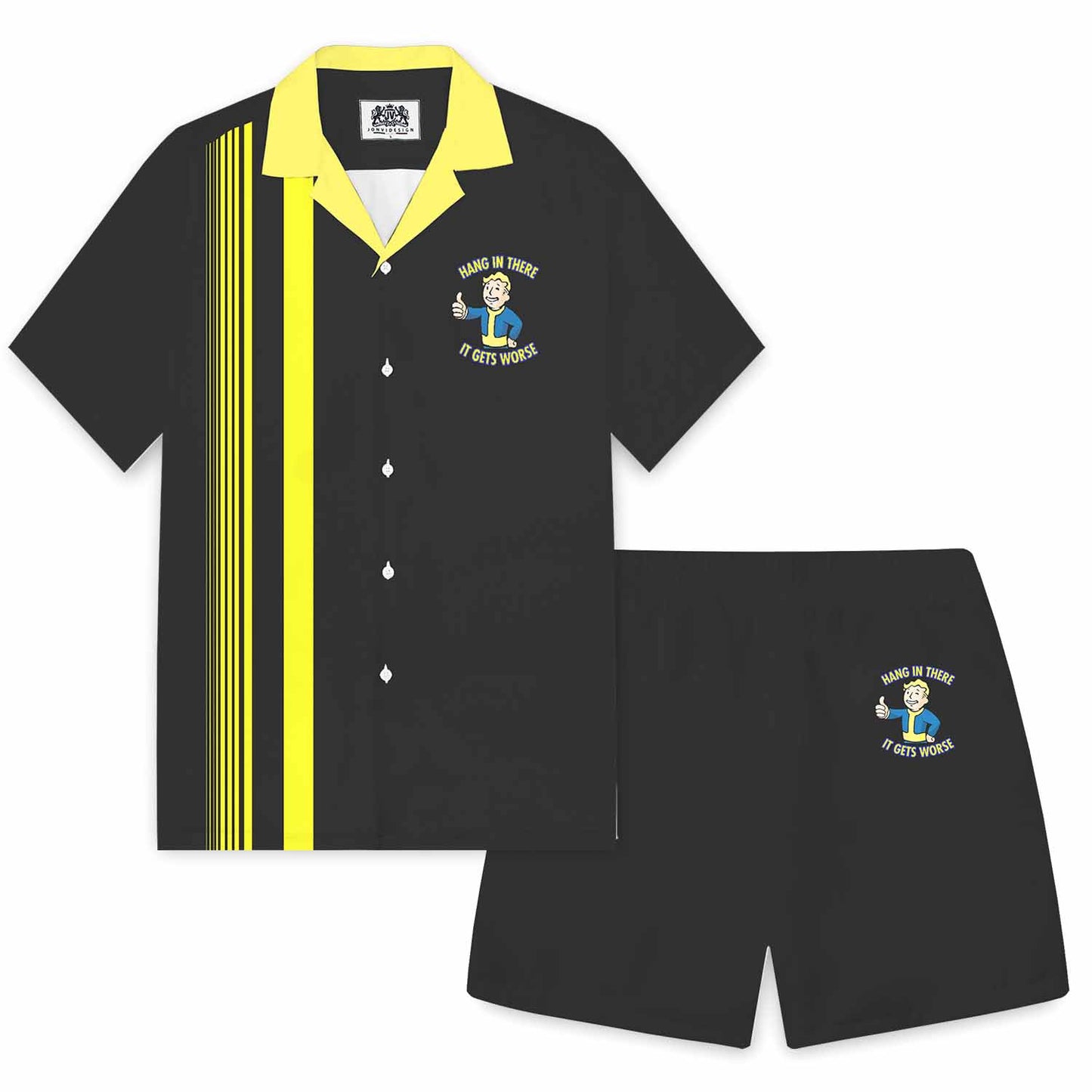 Black Casual Camp Collar Short Sleeve Shirt