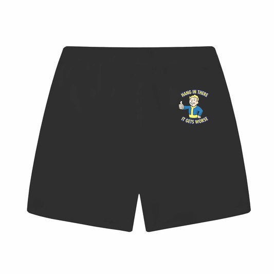 Black Casual Elastic Waistband Casual Shorts