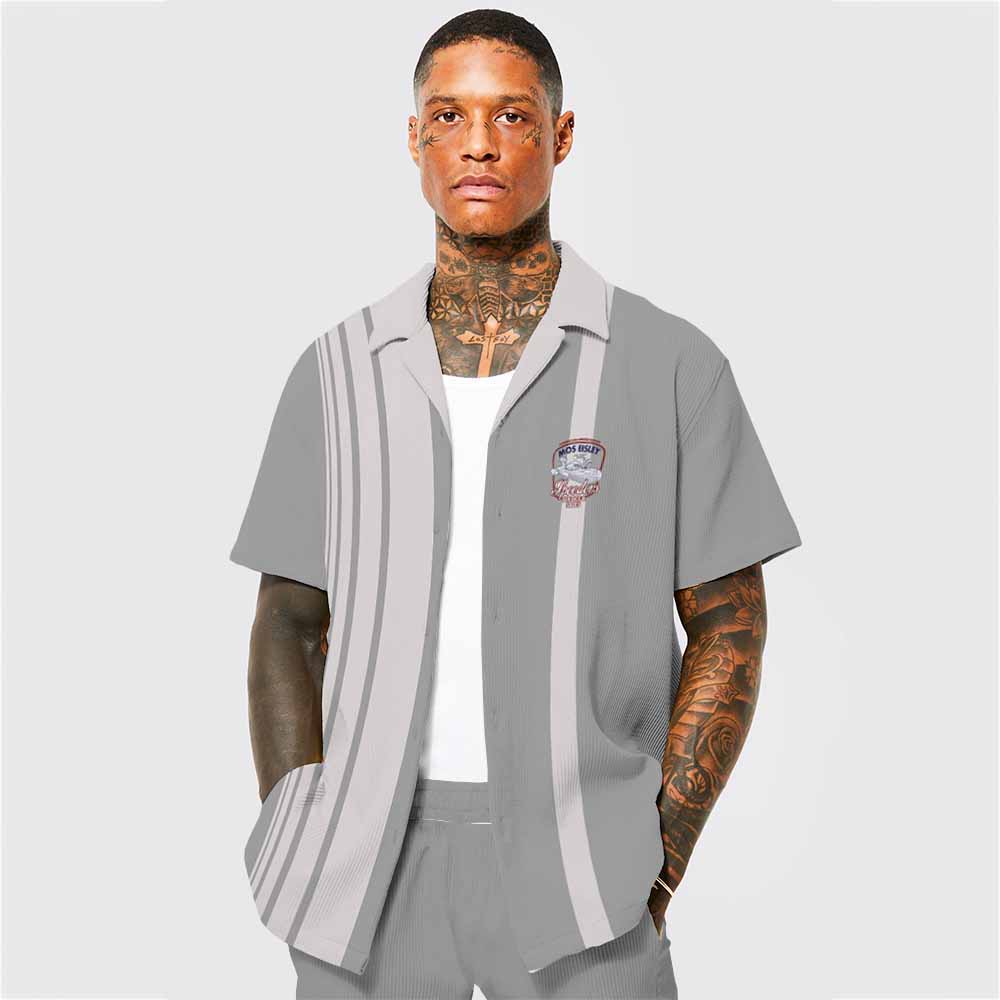 Gray Casual Camp Collar Short Sleeve Shirt