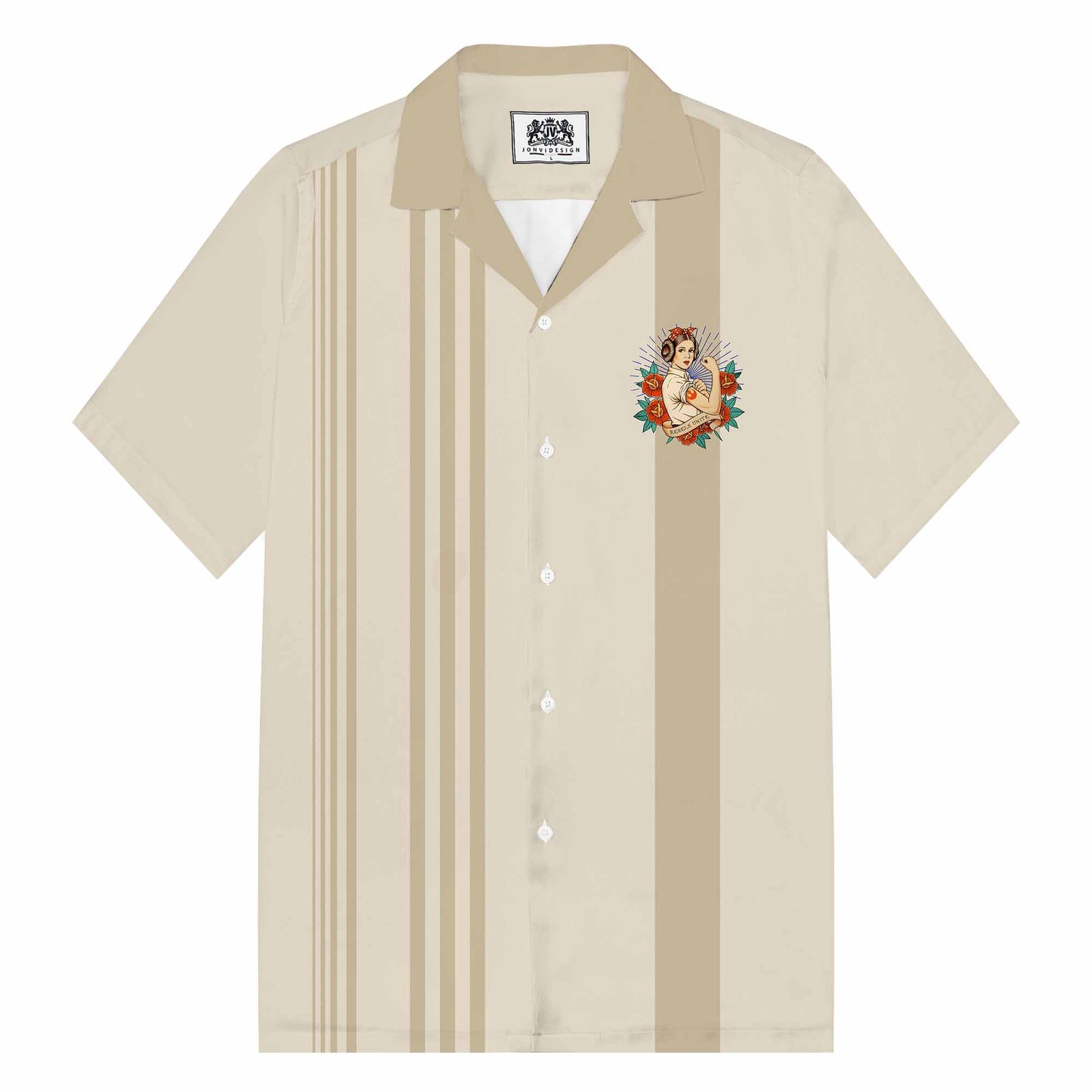 Rebels Unite Print Camp Collar Short Sleeve Shirt