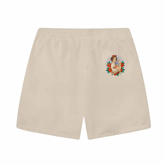 Rebels Unite Print Elastic Waistband Casual Shorts