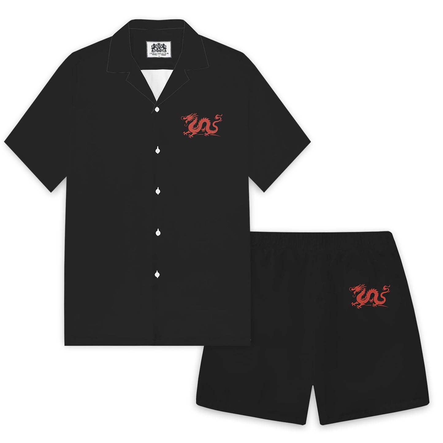 Dragon Print Elastic Band Shorts