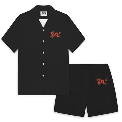 Dragon Print Elastic Band Shorts