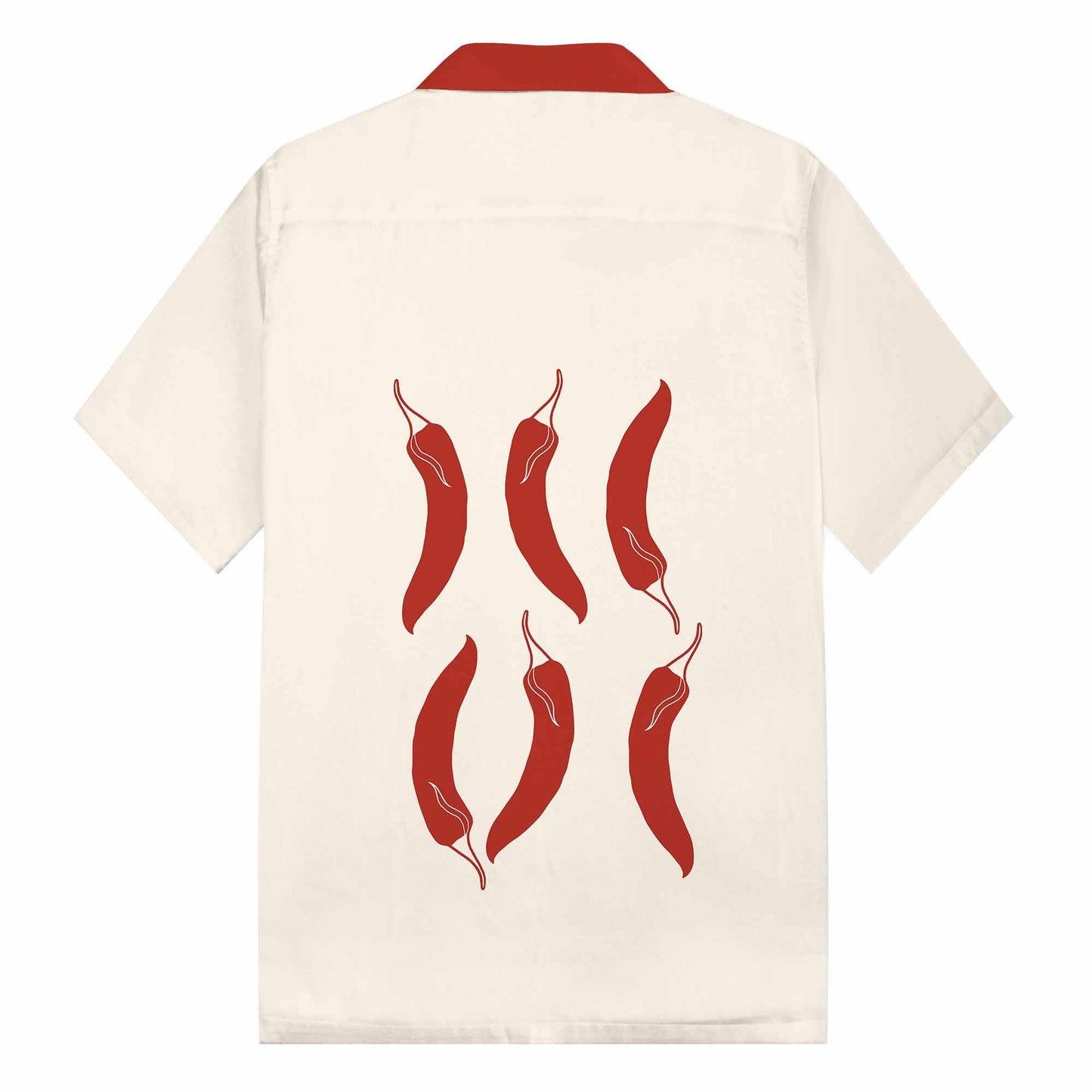 Red Chili Pepper Casual Camp Collar Short-Sleeved Shirt