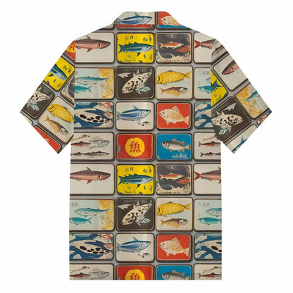 Summer Retro Fish Series Camp Collar Short-Sleeved Shirt